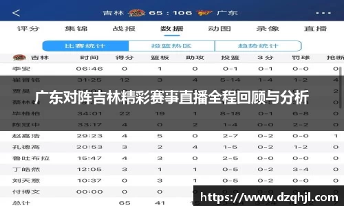 广东对阵吉林精彩赛事直播全程回顾与分析